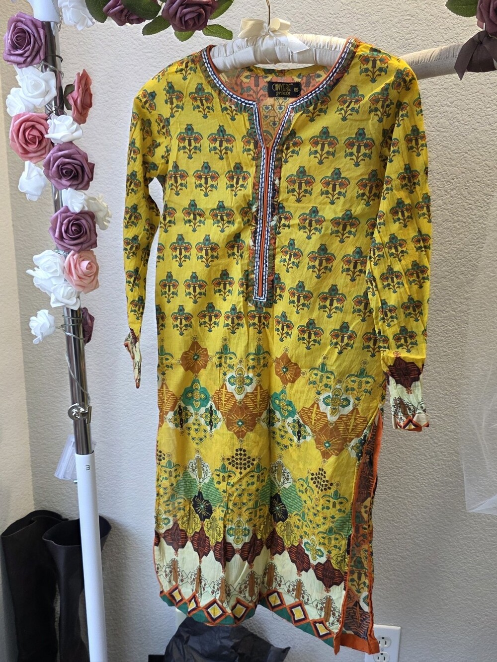 Chinyere Yellow Printed Women’s Kurta Dress by Cider